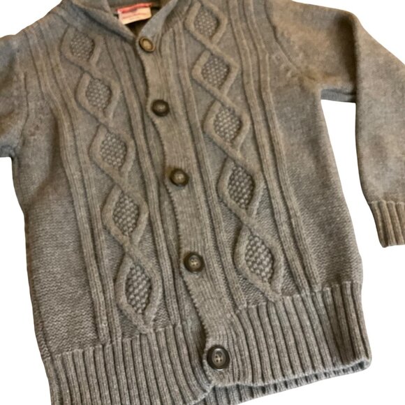 Hanna Andersson Boys Gray Cable Knit Cardigan Sweater Size 110 US 4T Wool blend - Picture 9 of 9